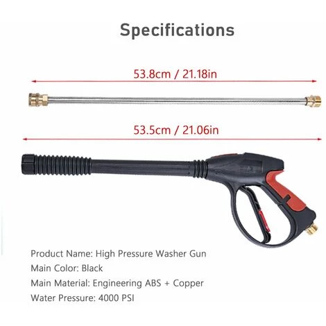 LIFCAUSAL Pistolet De Nettoyeur Haute Pression Avec Tige D'extension 5 Buses Différentes Tuyau De 8 M 4000 PSI Laveuse De Voiture Portable M22 Entrée D'eau Connexion De Buse 1/4" Pulvérisateur De Lavage Pour Clôture De Sol Patio Jardin 5 LIFCAUSAL Pistolet De Nettoyeur Haute Pression Avec Tige D'extension 5 Buses Différentes Tuyau De 8 M 4000 PSI Laveuse De Voiture Portable M22 Entrée D'eau Connexion De Buse 1/4" Pulvérisateur De Lavage Pour Clôture De Sol Patio Jardin – Image 3