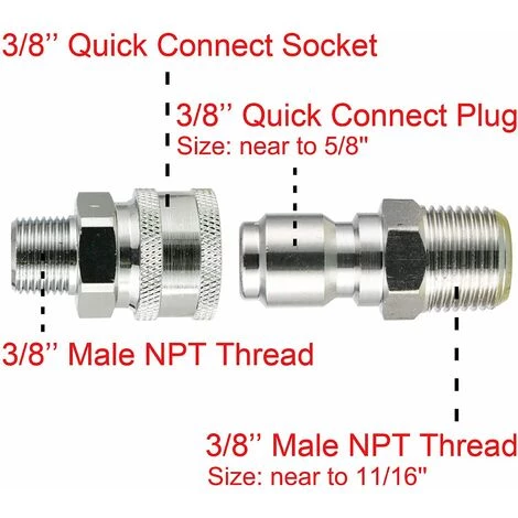 SLI-RES Lot De 2 Kit Adaptateur à Connexion Rapide Pour Nettoyeur Haute Pression, Filetage Mâle , 5000L PSI 1# 3/8'' Quick Connect Kit -Male,Lilaris 4 SLI-RES Lot De 2 Kit Adaptateur à Connexion Rapide Pour Nettoyeur Haute Pression, Filetage Mâle , 5000L PSI 1# 3/8'' Quick Connect Kit -Male,Lilaris – Image 2