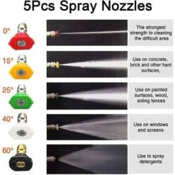 PERLE RARE Pistolet De Lavage Haute Pression Avec 5 Buses, 4350 PSI 1/4" Pistolet De Lavage De Voiture à Dégagement Rapide, Pistolet Court Pour Le Nettoyage De Voiture Filetage Métrique M22 (raccord De Tuyau M22 14MM) -Nettoyeur Haute Pression Soldes 64468563 5