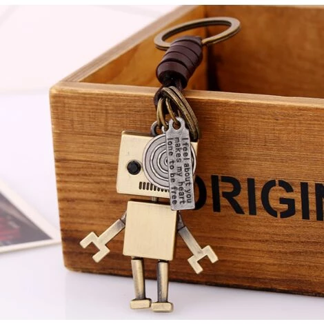GroupM 2-Pack Simple Cartoon Mignon Robot Cuir Porte-clés Personnalité Rétro Tissé Clé Pendentif Creative Sac Ornement 4 GroupM 2-Pack Simple Cartoon Mignon Robot Cuir Porte-clés Personnalité Rétro Tissé Clé Pendentif Creative Sac Ornement – Image 2