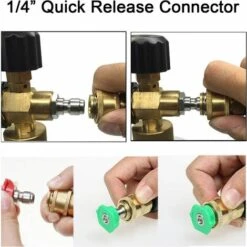 PERLE RARE Pistolet à Haute Pression Cannon à Mousse, 1L Réglable 1/4" Rapide Lance De Mousse De Neige Distributeur De Savon Bouteille Avec 5 Buses Et Pistolet Lance En Mousse Pour Lavage De Voiture -Nettoyeur Haute Pression Soldes 65177428 4