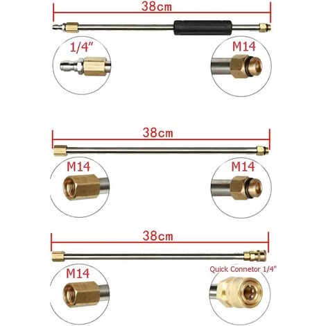 MONLY Kit De Rallonge Pour Nettoyeur Haute Pression 4000 PSI 1/4" Avec 5 Embouts De Buse (0, 15, 25, 40, 65 °), Joint Torique, 7 Lances D'extension. 4 MONLY Kit De Rallonge Pour Nettoyeur Haute Pression 4000 PSI 1/4" Avec 5 Embouts De Buse (0, 15, 25, 40, 65 °), Joint Torique, 7 Lances D'extension. – Image 2
