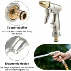 OSQI Pistolet D'arrosage En Métal Pistolet à Eau Haute Pression Pulvérisateur Pistolet à Eau De Jardin Robuste Lavage De Voiture Arrosage Plantes Douche Pour Animaux De Compagnie -Nettoyeur Haute Pression Soldes 65501138 3