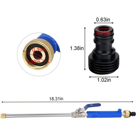 OSQI Blue High Water Gun Jardin Jet D'eau Lances 46cm, Volume D'eau Réglable Buse Arrosage Pistolet Pour Attachement Lavage Fenêtre Lavage Voiture Hydro Jet Power Washer Wand 4 OSQI Blue High Water Gun Jardin Jet D'eau Lances 46cm, Volume D'eau Réglable Buse Arrosage Pistolet Pour Attachement Lavage Fenêtre Lavage Voiture Hydro Jet Power Washer Wand – Image 2