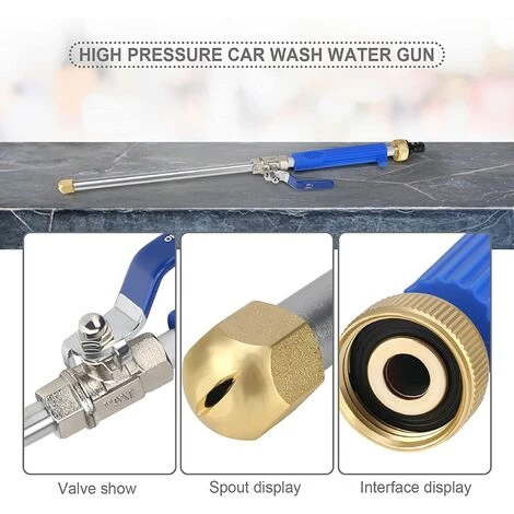 OSQI Blue High Water Gun Jardin Jet D'eau Lances 46cm, Volume D'eau Réglable Buse Arrosage Pistolet Pour Attachement Lavage Fenêtre Lavage Voiture Hydro Jet Power Washer Wand 5 OSQI Blue High Water Gun Jardin Jet D'eau Lances 46cm, Volume D'eau Réglable Buse Arrosage Pistolet Pour Attachement Lavage Fenêtre Lavage Voiture Hydro Jet Power Washer Wand – Image 3