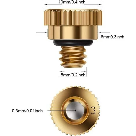 THSINDE 15 Pièces Buses De Brumisation En Laiton, Brumisation Pulvérisateur Laiton, Buse De Brouillard En Laiton, 0,3 Mm, Pour Système Refroidissement Extérieur Cache Poussière D'Aménagement Serre (Laiton) 5 THSINDE 15 Pièces Buses De Brumisation En Laiton, Brumisation Pulvérisateur Laiton, Buse De Brouillard En Laiton, 0,3 Mm, Pour Système Refroidissement Extérieur Cache Poussière D'Aménagement Serre (Laiton) – Image 3