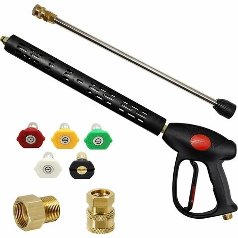 ZHUOXUAN Pistolet De Remplacement Pour Laveuse à Pression Avec Rallonge De 16 Pouces, 4000 PSI, Pistolet De Laveuse à Pression Avec Raccord M22-15mm Ou M22-14mm, 5 Embouts De Buse, 40 Pouces 3 ZHUOXUAN Pistolet De Remplacement Pour Laveuse à Pression Avec Rallonge De 16 Pouces, 4000 PSI, Pistolet De Laveuse à Pression Avec Raccord M22-15mm Ou M22-14mm, 5 Embouts De Buse, 40 Pouces