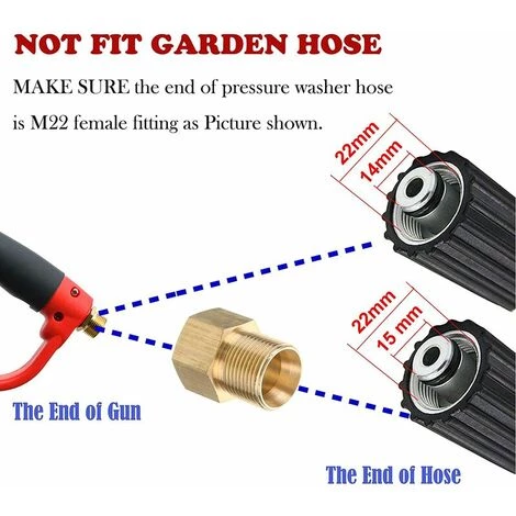 Pistolet De Laveuse à Pression De Luxe, Avec Rallonge De Baguette De Rechange, 5 Embouts De Buse, Raccord M22, 40 Pouces, 5000 PSI Ephé 4 Pistolet De Laveuse à Pression De Luxe, Avec Rallonge De Baguette De Rechange, 5 Embouts De Buse, Raccord M22, 40 Pouces, 5000 PSI Ephé – Image 2