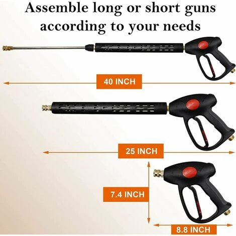 Pistolet De Remplacement Pour Laveuse à Pression Avec Rallonge De 16 Pouces, 4000 PSI, Pistolet De Laveuse à Pression Avec Raccord M22-15mm Ou M22-14mm, 5 Embouts De Buse, 40 Pouces Ephé 4 Pistolet De Remplacement Pour Laveuse à Pression Avec Rallonge De 16 Pouces, 4000 PSI, Pistolet De Laveuse à Pression Avec Raccord M22-15mm Ou M22-14mm, 5 Embouts De Buse, 40 Pouces Ephé – Image 2