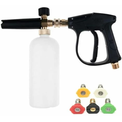 THSINDE Pistolet à Lave-glace à Haute Pression Avec 5 Buse D'eau Tip Et Kit De Bouteille à Mousse De Neige 1L Pour Pare-chocs De Voiture Nettoyage De Vitres M22 Métrique Raccord Fileté Mâle 3 THSINDE Pistolet à Lave-glace à Haute Pression Avec 5 Buse D'eau Tip Et Kit De Bouteille à Mousse De Neige 1L Pour Pare-chocs De Voiture Nettoyage De Vitres M22 Métrique Raccord Fileté Mâle