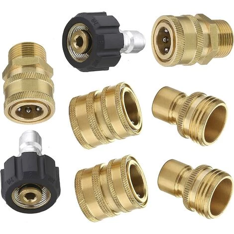 Cisea Ensemble D'adaptateurs Pour Nettoyeur Haute Pression, Kit De Déconnexion Rapide, M22 Pivotant à Connexion Rapide 3/8", 3/4" à Dégagement Rapide, Paquet De 8 3 Cisea Ensemble D'adaptateurs Pour Nettoyeur Haute Pression, Kit De Déconnexion Rapide, M22 Pivotant à Connexion Rapide 3/8", 3/4" à Dégagement Rapide, Paquet De 8