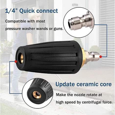 4000 Psi - Embout Turbo Rotatif À Orifice 3,5 - Pour Nettoyeur Haute Pression - 6,35 Mm - Raccordement Rapide - Kit D'Accessoires Avec 5 Buses De Pulvérisation Dksfjkl 5 4000 Psi - Embout Turbo Rotatif À Orifice 3,5 - Pour Nettoyeur Haute Pression - 6,35 Mm - Raccordement Rapide - Kit D'Accessoires Avec 5 Buses De Pulvérisation Dksfjkl – Image 3