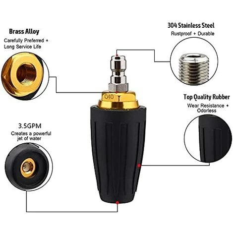 4000 Psi - Embout Turbo Rotatif À Orifice 3,5 - Pour Nettoyeur Haute Pression - 6,35 Mm - Raccordement Rapide - Kit D'Accessoires Avec 5 Buses De Pulvérisation Dksfjkl 6 4000 Psi - Embout Turbo Rotatif À Orifice 3,5 - Pour Nettoyeur Haute Pression - 6,35 Mm - Raccordement Rapide - Kit D'Accessoires Avec 5 Buses De Pulvérisation Dksfjkl – Image 4
