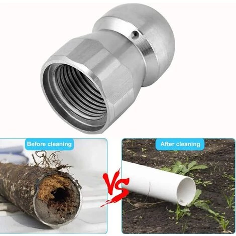 LADACèE Buse De Nettoyage Jets D'eau Et D'égout à Haute Pression Accessoire Laveuse En Acier Inoxydable Pour Tuyauteur Et Égouttoir 3/8in 5 LADACèE Buse De Nettoyage Jets D'eau Et D'égout à Haute Pression Accessoire Laveuse En Acier Inoxydable Pour Tuyauteur Et Égouttoir 3/8in – Image 3