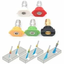 FLETéçA 5Pcs Buse De Nettoyeur Haute Pression, Plusieurs Degrés En Laiton / Acier Inoxydable, Se Relient Rapidement Aux Pièces De Rondelle De Haute Pression De 4000 Psi -Nettoyeur Haute Pression Soldes 66961654 4