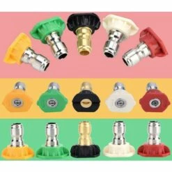 FLETéçA 5Pcs Buse De Nettoyeur Haute Pression, Plusieurs Degrés En Laiton / Acier Inoxydable, Se Relient Rapidement Aux Pièces De Rondelle De Haute Pression De 4000 Psi -Nettoyeur Haute Pression Soldes 66961654 5