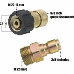 Cisea Adaptateur Pour Nettoyeur Haute Pression, Kit De Connexion Rapide 9,5 Mm, M22 14 Mm à M22, Raccord Métrique 5000 Psi -Nettoyeur Haute Pression Soldes 67025098 2