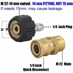Kit Adaptateur Pour Nettoyeur Haute Pression M22 14mm To 1/4'' Quick Connect Kit,Yeurié 9 Kit Adaptateur Pour Nettoyeur Haute Pression M22 14mm To 1/4'' Quick Connect Kit,Yeurié -Nettoyeur Haute Pression Soldes 67256413 3
