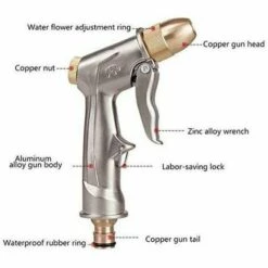 TANèTUE Pistolet D'arrosage à Haute Pression Pour Eau De Jardin Avec Buse En Laiton, Parfait Pour Laver/arroser Les Pelouses Et Les Jardins/trottoirs - Pistolet Pulvérisateur De Jardin Court -Nettoyeur Haute Pression Soldes 67425852 3