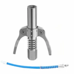 ASUPERMALL Machine à Graisse Pneumatique électrique Manuelle Buse Type D'engrenage Buse De Graisse Haute Pression Pince De Verrouillage à Double Poignée Pour Buses M6 M-8 M-10 M12, Poignée Argentée Et Avec Tuyau - Poignée Argentée Et Avec Tuyau