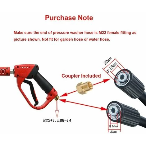 GRID COOL Pistolet À Eau Haute Pression Baguette Magique, 5000PSI Pistolet Nettoyeur Haute Pression De Rechange Gun And 5 Nozzles Pour Le Lavage De La Voiture D'arrosage 4 GRID COOL Pistolet À Eau Haute Pression Baguette Magique, 5000PSI Pistolet Nettoyeur Haute Pression De Rechange Gun And 5 Nozzles Pour Le Lavage De La Voiture D'arrosage – Image 2