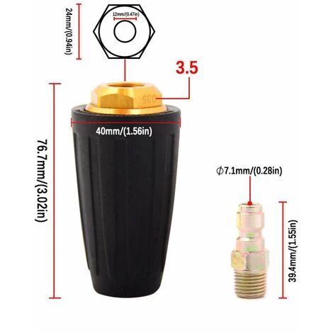 FLYME Buse De Turbo De Nettoyeur Haute Pression De Voiture 3600PSI, 1/4in Buse De Pulvérisation Rotative Outil De Nettoyage à Connexion Rapide Pour Voiture (2.5 GPM) 4 FLYME Buse De Turbo De Nettoyeur Haute Pression De Voiture 3600PSI, 1/4in Buse De Pulvérisation Rotative Outil De Nettoyage à Connexion Rapide Pour Voiture (2.5 GPM) – Image 2