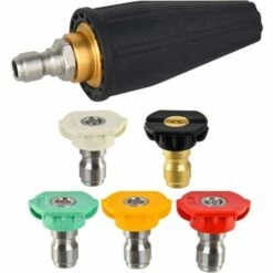 ENLENK Buse De Rotation Haute Pression, Buse De Turbine De Rotation Haute Pression à Connexion Rapide 1/4" Buse De Vortex En Spirale De 5 Pièces Se Fixe Au Nettoyeur Haute Pression Pour éliminer La Saleté Tenace