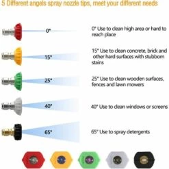 HABIENTôT Adaptateur De Nettoyeur Haute Pression Vers Raccord Rapide De 6,35 Mm Pour Karcher K2-K7, Avec 5 Embouts De Buse De Nettoyeur Haute Pression à Plusieurs Degrés,Oi-FRIS -Nettoyeur Haute Pression Soldes 67688335 2