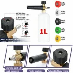 GRID COOL Snow Suds Lance Cannon Nettoyeur à Pression Pistolet De Voiture Mousseur Bouteille De Lavage Et Adaptateur Ensemble Avec Buses De Laveuse Tuyau