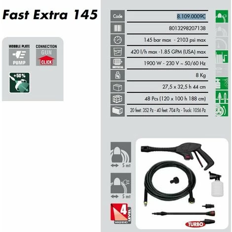Lavor - Nettoyeur Haute Pression 145 Bars 1900W 420l/h - FAST EXTRA 145 5 Lavor - Nettoyeur Haute Pression 145 Bars 1900W 420l/h - FAST EXTRA 145 – Image 3